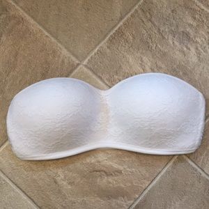 PINK White Lace Padded Bandeau Bra